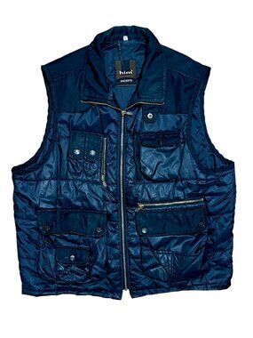 Him Jackets Y2K Full Zip Black Cargo Jacket Vest, Men's 2XL